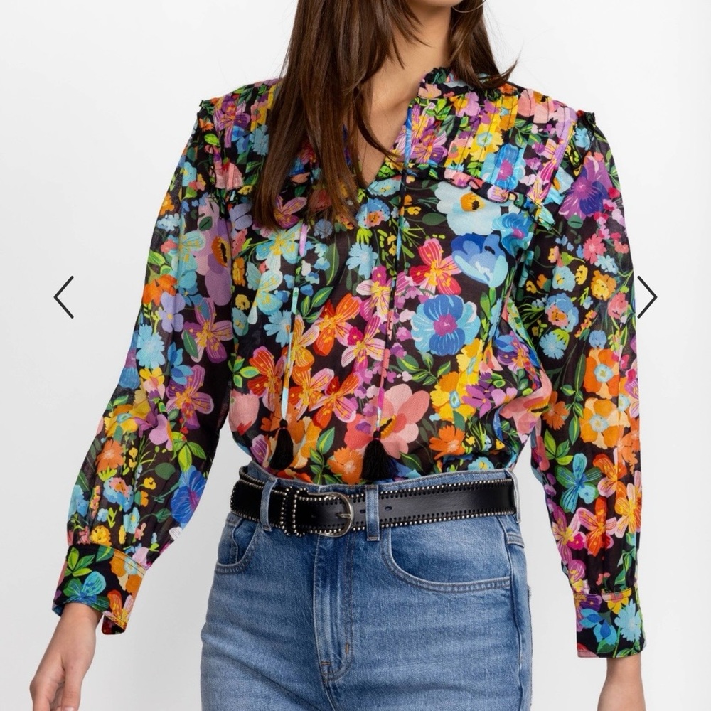 Johnny Was Wild Bloom Ruffle Yoke Blouse XXL - Picture 3 of 15